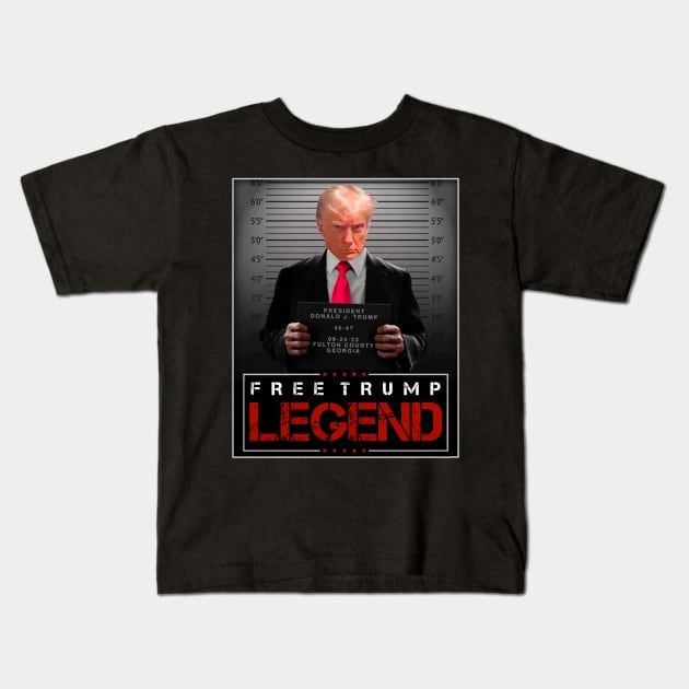 Free Trump Legend Mugshot Kids T-Shirt by BUBBLEMOON